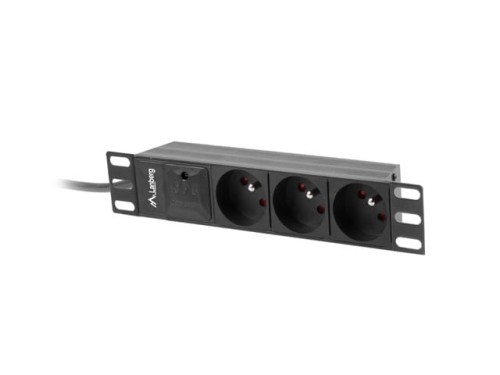 Listwa zasilająca Lanberg do szaf 10" 1U 16A PDU 3x PL 2m czarna - 1049902