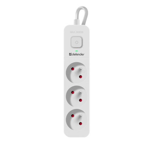Listwa zasilająca Defender SFS 131 1,5 m, 3 gniazda, biała - 1527822