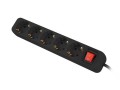 Listwa przedłużacz Lanberg 3m czarna 5x 230V Schuko z wyłącznikiem, kabel wykonany z pełnej miedzi - 1385527