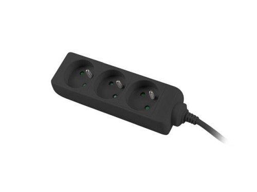 Listwa przedłużacz Lanberg 3m czarna 3x 230V PL, kabel wykonany z pełnej miedzi - 1385456