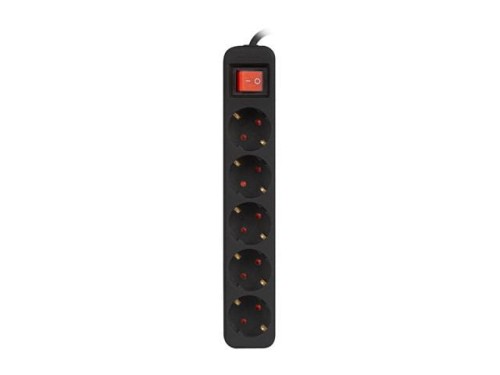 Listwa przedłużacz Lanberg 1,5m czarna 5x 230V Schuko z wyłącznikiem, kabel wykonany z pełnej miedzi - 1385503