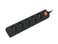 Listwa przedłużacz Lanberg 1,5m czarna 5x 230V PL, z wyłącznikiem, kabel wykonany z pełnej miedzi - 685329