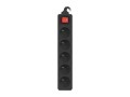 Listwa przedłużacz Lanberg 1,5m czarna 5x 230V PL, z wyłącznikiem, kabel wykonany z pełnej miedzi - 1385488