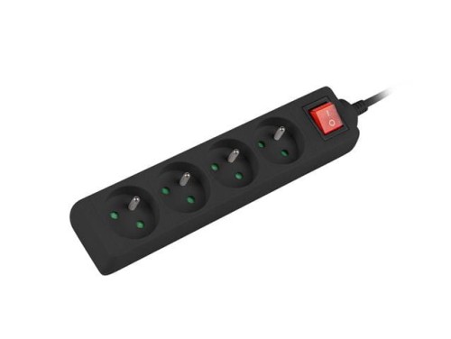 Listwa przedłużacz Lanberg 1,5m czarna 4x 230V PL, z wyłącznikiem, kabel wykonany z pełnej miedzi - 685324