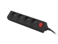 Listwa przedłużacz Lanberg 1,5m czarna 4x 230V PL, z wyłącznikiem, kabel wykonany z pełnej miedzi - 1385473
