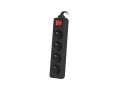 Listwa przedłużacz Lanberg 1,5m czarna 4x 230V PL, z wyłącznikiem, kabel wykonany z pełnej miedzi - 1385474