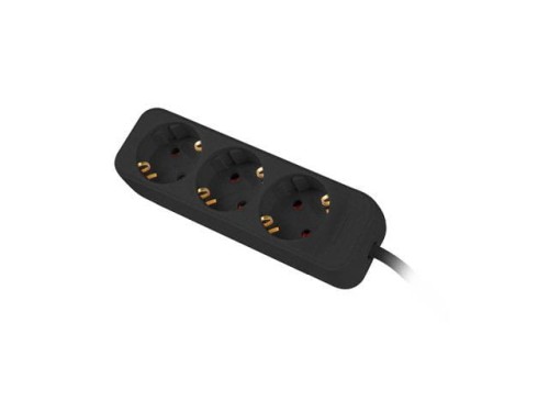Listwa przedłużacz Lanberg 1,5m czarna 3x 230V Schuko, kabel wykonany z pełnej miedzi - 1385432