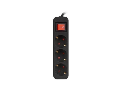Listwa przedłużacz Lanberg 1,5m czarna 3x 230V Schuko z wyłącznikiem, kabel wykonany z pełnej miedzi - 1385435