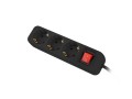Listwa przedłużacz Lanberg 1,5m czarna 3x 230V Schuko z wyłącznikiem, kabel wykonany z pełnej miedzi - 1385436