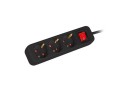 Listwa przedłużacz Lanberg 1,5m czarna 3x 230V Schuko z wyłącznikiem, kabel wykonany z pełnej miedzi - 1385437