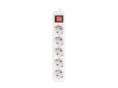 Listwa przedłużacz Lanberg 1,5m biała 5x 230V Schuko z wyłącznikiem, kabel wykonany z pełnej miedzi - 1385506