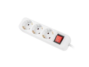 Listwa przedłużacz Lanberg 1,5m biała 3x 230V Schuko z wyłącznikiem, kabel wykonany z pełnej miedzi