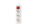 Listwa przedłużacz Lanberg 1,5m biała 3x 230V Schuko z wyłącznikiem, kabel wykonany z pełnej miedzi - 975250