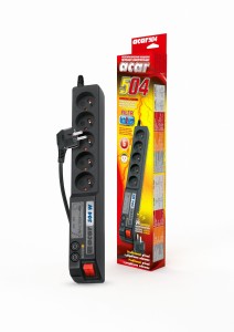 Listwa przeciwprzepięciowa Acar 504W 5,0m czarna