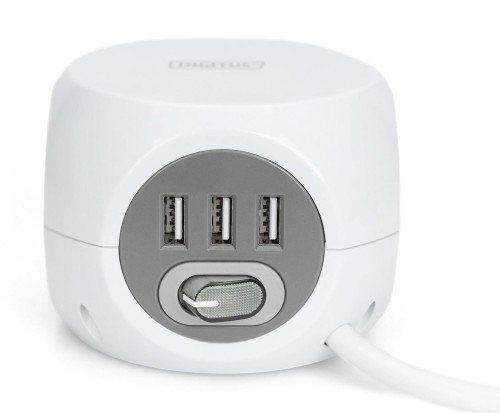 Kostka zasilająca DIGITUS 3 gniazda + 3 złacza USB, 1,4m - 1385252