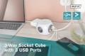 Kostka zasilająca DIGITUS 3 gniazda + 3 złacza USB, 1,4m - 1385253