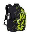 Plecak do notebooka 15,6" RIVACASE Heide 5430, 30L, dla dzieci i młodzieży, czarny/limonka, z materiału wodoodpornego - 1525107
