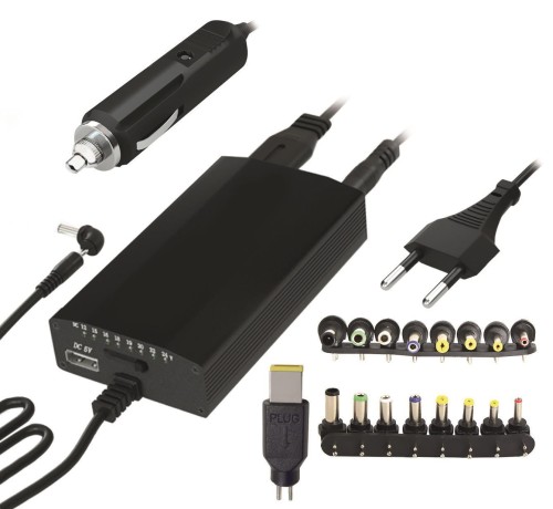 Zasilacz sieciowy uniwersalny Msonic MY3449K AC/DC, 100W, 9 wtyczek, USB - 966035
