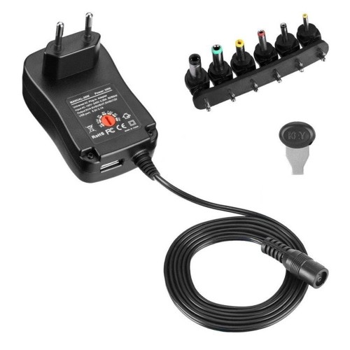 Zasilacz sieciowy Techly Uniwersalny Regulowany 3-12V 1A 12W USB 5V 2.1A - 1467908