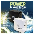 Zasilacz sieciowy Manhattan Power Delivery 230V USB-C, 60W USB-A 5V, biały - 1361770