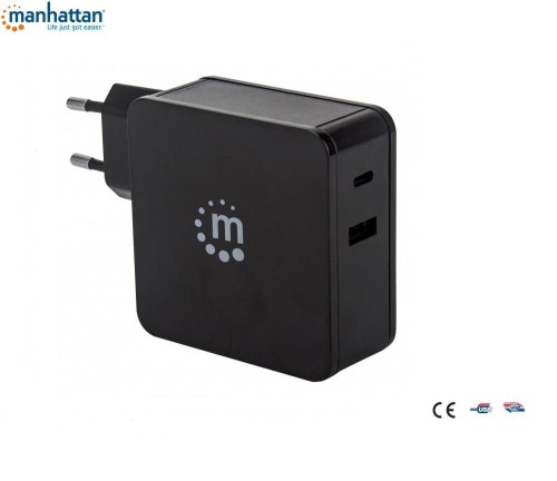 Zasilacz sieciowy Manhattan Power Delivery 230V USB-C, 45W USB-A 5V - 966716
