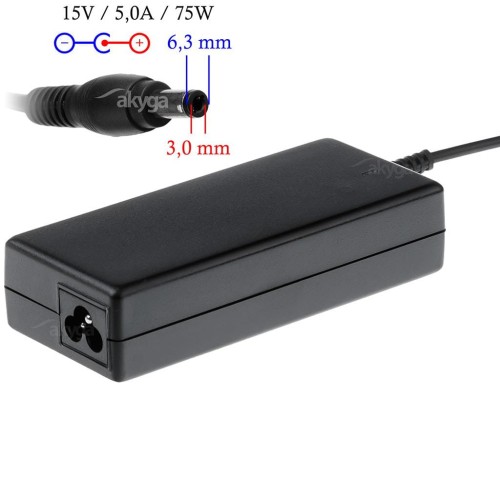 Zasilacz sieciowy Akyga AK-ND-14 do notebooka 15V/5,0A 75W 6.3x3.0 mm - 965108