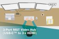 Hub/Koncentrator DIGITUS 3-portowy USB Typ C/3x HDMI 4K/60Hz HDR HDCP 2.2 MST - 1526855