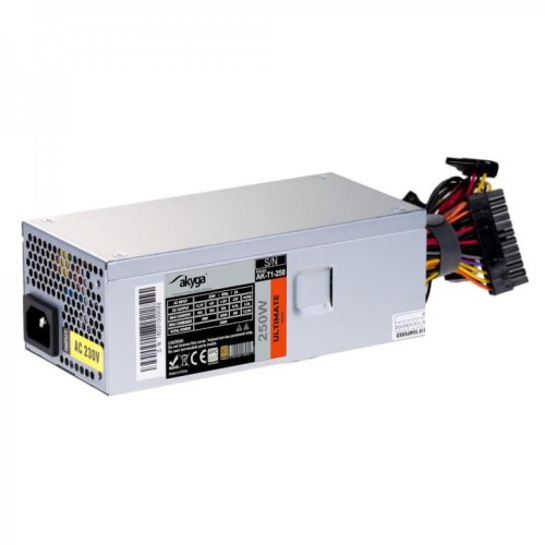 Zasilacz TFX 250W Akyga AK-T1-250 P4 3x SATA Molex APFC 80+ gold FAN 8cm - 969973