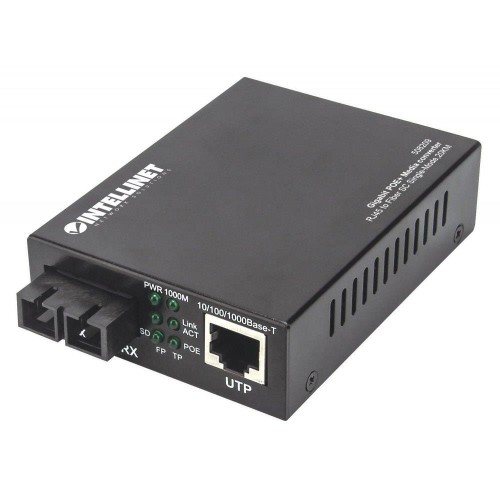 Media Konwerter/zasilacz PoE+ Intellinet Gigabit 1000Base-T RJ45 na 1000Base-LX SM SC, 20km - 694165