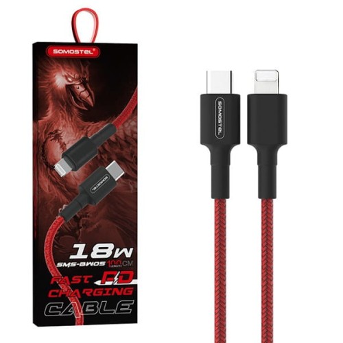 SOMOSTEL KABEL USB TYP-C 3.6A CZERWONY 18W 1M POWER DELIVERY SMS-BW05 PD TYPC-TYPC RED SMS-BW05 - 1506308