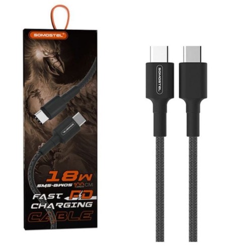 SOMOSTEL KABEL TYP-C DO TYP-C 18W POWER DELIVERY SMS-BW05 BLACK - 1435392