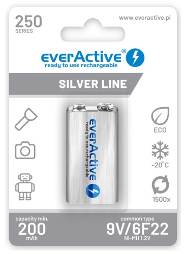 Akumulatorek 6F22/9V everActive Silver Line 250 mAh 1 sztuka - 1620579