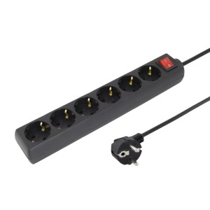 Listwa antyprzepięciowa Titanum TL131D 6 Gn. Uziem. Włącz. Schuko (typ F)1,5m czarna