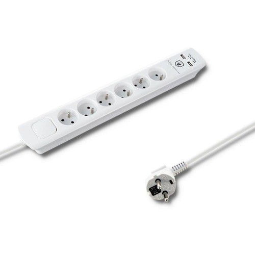 Listwa antyprzepięciowa QOLTEC Quick Switch 1.4M  6-GNIAZD + 2xUSB Biała - 685519