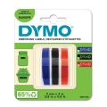 Taśma 3D Dymo 9mm x3m białe znaki wyciskane na czarnej,czerwonej lub niebieskiej taśmie 3szt. - 1010148
