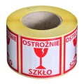 ETYKIETY OSTROŻNIE SZKŁO 1000SZT MOCNY KLEJ 80X80 - 1010132