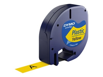DYMO taśma 12mm/4m - plastikowa, żółta - 1010188
