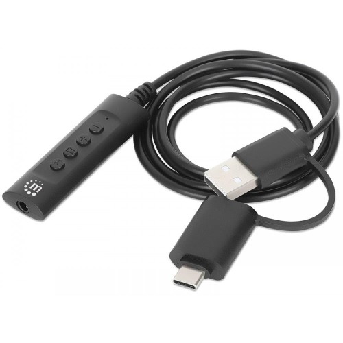 Karta dźwiękowa zewnętrzna Manhattan USB-C/A Audio Stereo 3.5mm TRRS 1m - 1467989