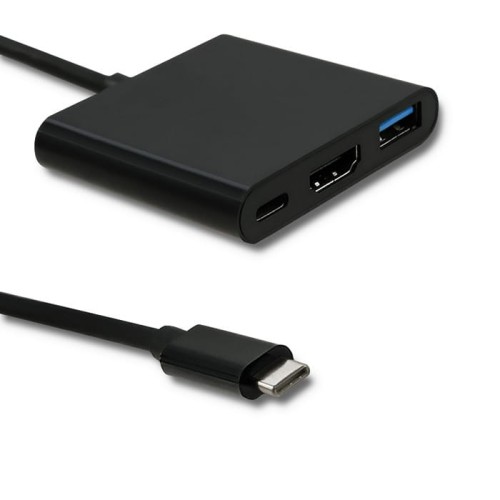 Kabel adapter Qoltec USB 3.1 typCM /  HDMI AF+USB AF+USB C | czarny - 1124892