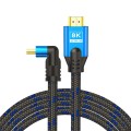 Kabel HDMI (M) v2.1 Savio CL-175, 5m, 8K, kątowy, OFC, niebiesko-czarny, złote końcówki - 1452143