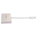 Kabel adapter Techly USB-C do 4K HDMI, Gigabit RJ45 / USB-A, USB-C PD 60W 0,14m biały - 1630075