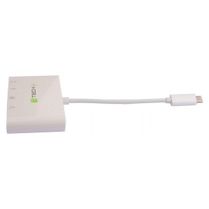 Kabel adapter Techly USB-C do 4K HDMI, Gigabit RJ45 / USB-A, USB-C PD 60W 0,14m biały