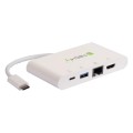 Kabel adapter Techly USB-C do 4K HDMI, Gigabit RJ45 / USB-A, USB-C PD 60W 0,14m biały - 1337296