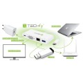 Kabel adapter Techly USB-C do VGA / Gigabit RJ45 / USB-A 3.0 / USB-C PD 0,14m biały - 1630080