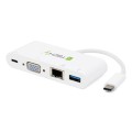 Kabel adapter Techly USB-C do VGA / Gigabit RJ45 / USB-A 3.0 / USB-C PD 0,14m biały - 1337297