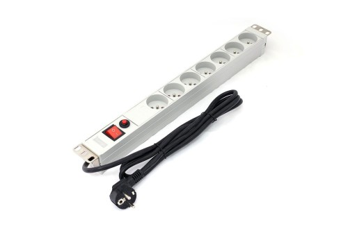 Listwa zasilająca DIGITUS 19" 1U 7gniazd wyłącznik 16A, 1,8m - 1631304