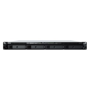 NAS Synology RS822+; 1U RACK; 4x (3.5" SATA HDD/2.5" SATA SSD); AMD Ryzen V1500B; 2 GB DDR4 ECC SODIMM (max. 32GB), 4x 1GbE RJ-45