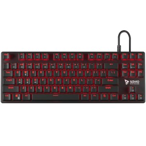 Klawiatura przewodowa SAVIO Tempest RX TKL Outemu RED, Gaming, mechaniczna, aluminiowa, podświetlana