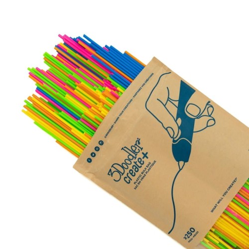 3DOODLER CREATE I PRO FILAMENT PLA 3MM, 250 SZTUK, 5 KOLORÓW (ŻÓŁ/NIEB/FIOL/CZER/ZIE/, PL-MIX2-250 - 907241