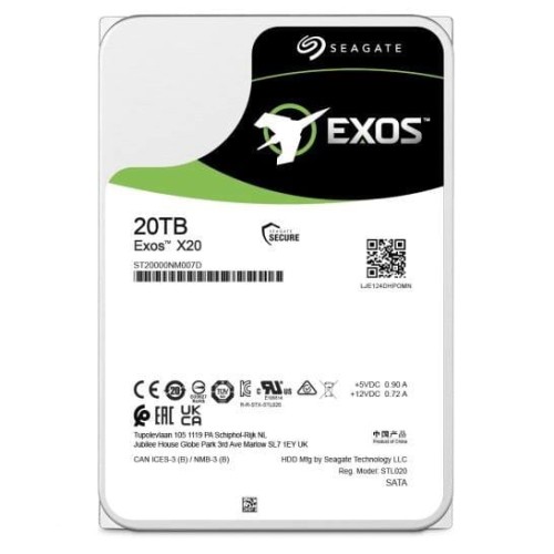 Dysk serwerowy HDD Seagate Exos X20 (20 TB; 3.5"; SATA) - 1654538